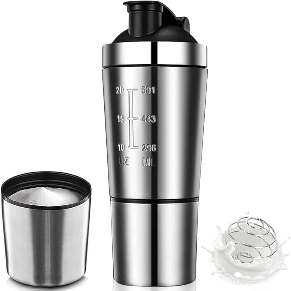 Coqueteleira Whey, Shakeira Whey de 791 ml, Academia de Aço Inoxidável, Suplemento, Garrafa de Seção Dupla