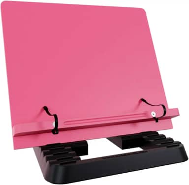 Marca Fácil Suporte para Livro e Notebook Resistente Ergonômico Durável Leve Portátil 19 Níveis de Ajuste com Prendedores de Páginas Rosa M06