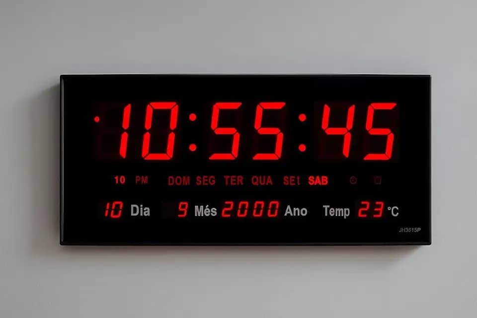 Relógio de Parede e Mesa Grande LED Digital Calendário Temperatura Data e Hora Ideal para Escritório, Sala, Loja e Academia - SHACK