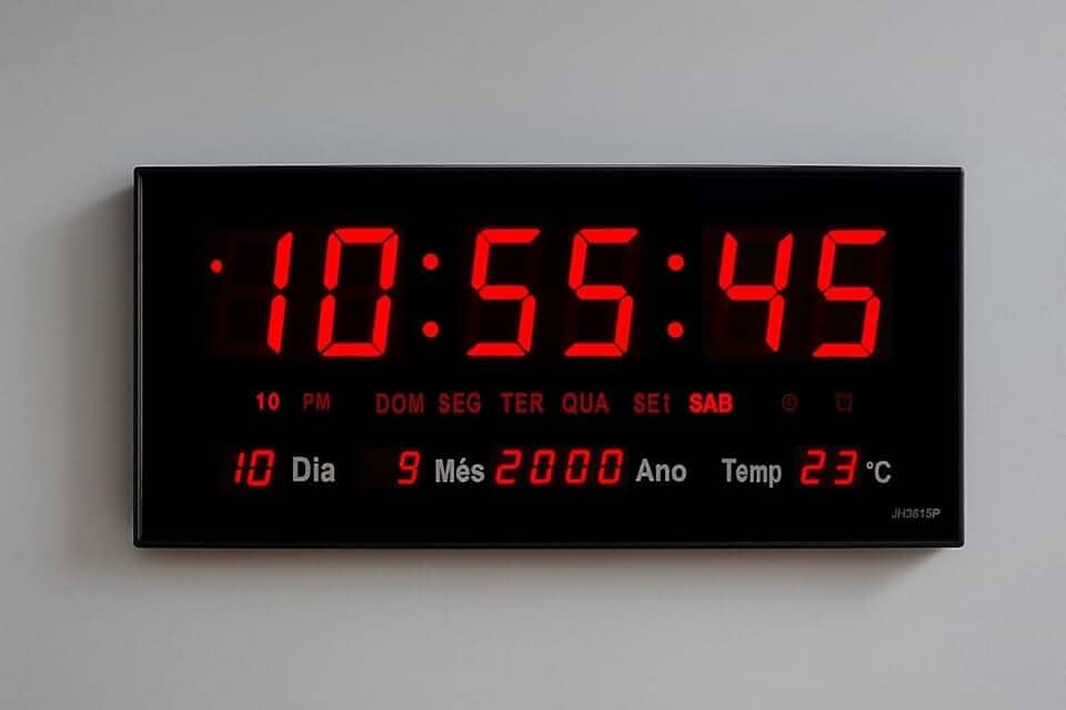 Relógio de Parede e Mesa Grande LED Digital Calendário Temperatura Data e Hora Ideal para Escritório, Sala, Loja e Academia - SHACK