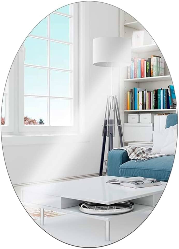 Espelho Oval Plástico Adesivo Banheiro Decoração Sem Furo 30x40cm