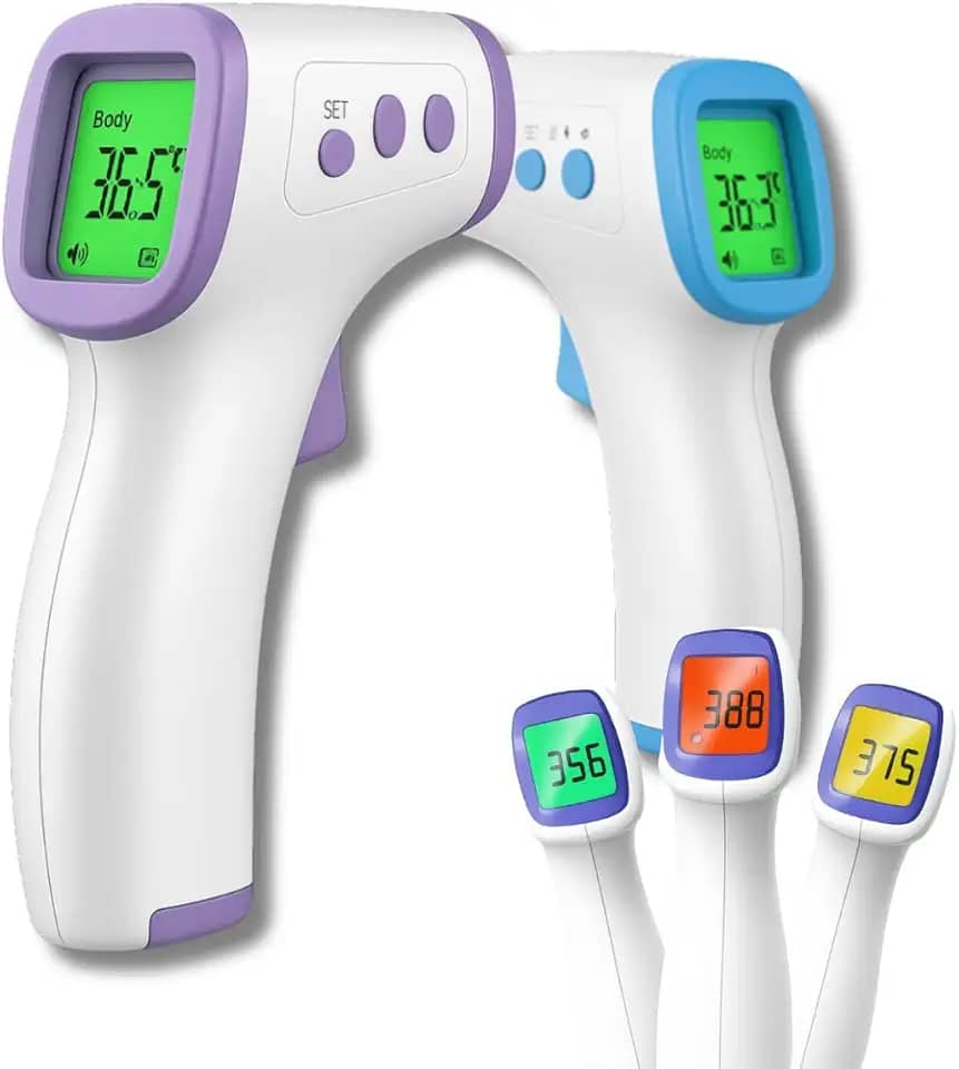 Termômetro Infravermelho Digital para Testa Corpo Líquidos e Alimentos com Visor LCD e Alarme de Febre 3 em 1 Sem Contato Alta Precisão Premium