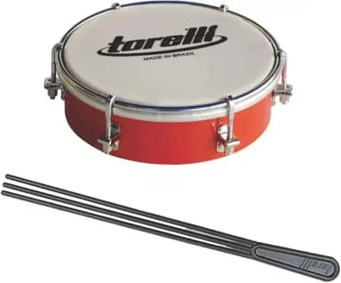 Kit Tamborim Pele Leitosa Torelli TT 404 Verm Baqueta Tripla