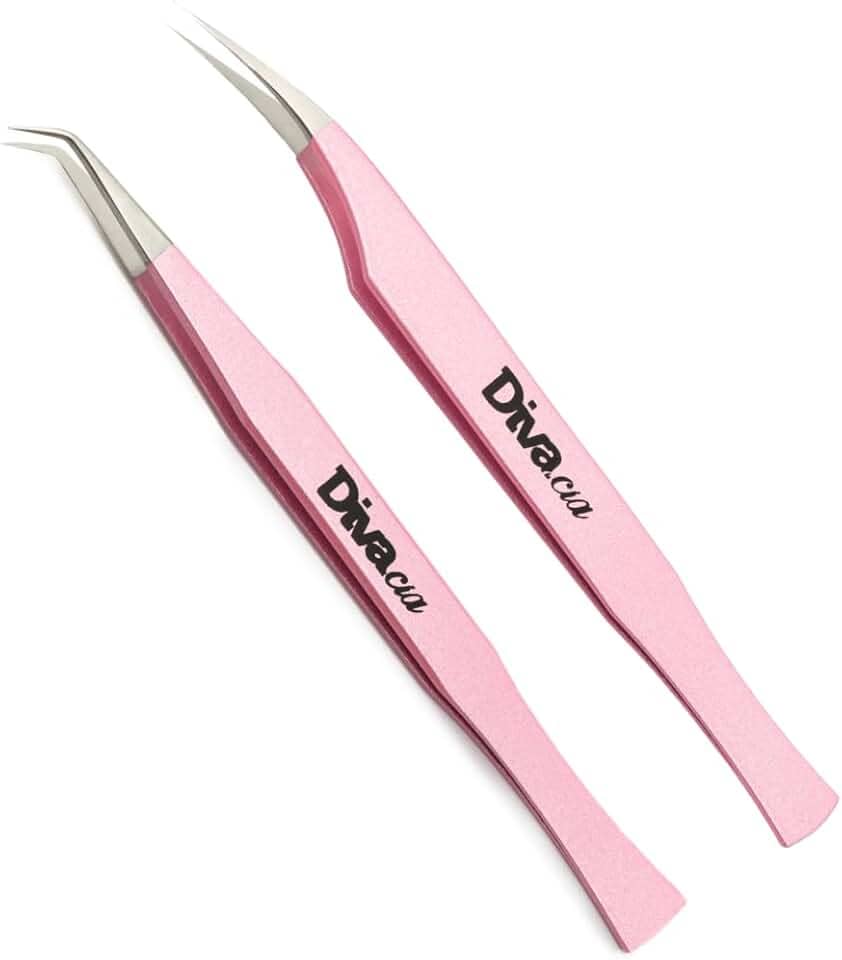 Kit 2 Pinças Extensão De Cílios Aço Japonês 45ª e Golfinho Volume Russo e Fios Tecnológicos Lash Designer