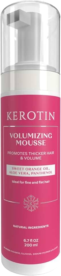 Kerotin Mousse volumizante para levantamento de mousses l Hair Thickening Mousse l Styling para definição instantânea de cabelo – Aumenta a espessura do cabelo, ideal para cabelos finos e finos, sem crueldade, feito nos EUA.
