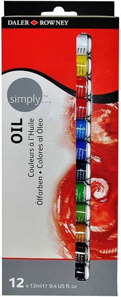 DALER ROWNEY Simply, Tinta Oleo Bisnagas de 12ml, 12 Cores