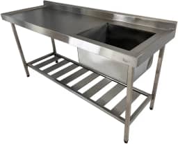Pia De Inox Industrial 180x60x90 Cm Cuba Direita para Cozinha e Restaurante