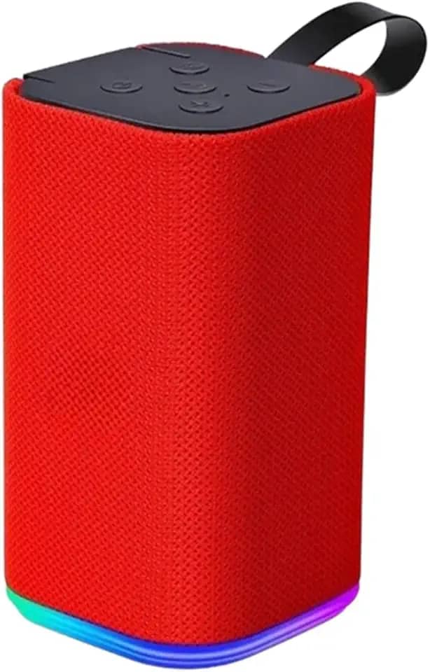 Caixa de Som Bluetooth, Excelentes Graves, Rádio FM, Entrada USB, Micro USB e Entrada Aux para Cabos P2, Alcance 10M, Led Colorido RGB em 7 Cores- Distribuição Exclusiva QH Shopp (Vermelho)