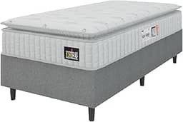Cama Box Colchão Solteiro Espuma D33 Vangogh 88x188x67cm Branco/Cinza Hellen - Suporta até 120kg por Pessoa