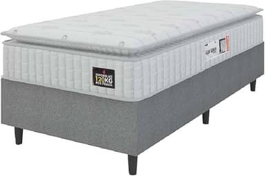 Cama Box Colchão Solteiro Espuma D33 Vangogh 88x188x67cm Branco/Cinza Hellen - Suporta até 120kg por Pessoa