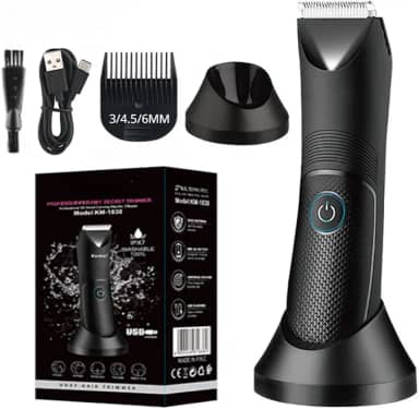 Aparador de pelos para homens, aparador de bolas à prova d'água com luz e lâmina de cerâmica, depilador corporal para depilação púbica/corporal/gengiva, barbeadores elétricos