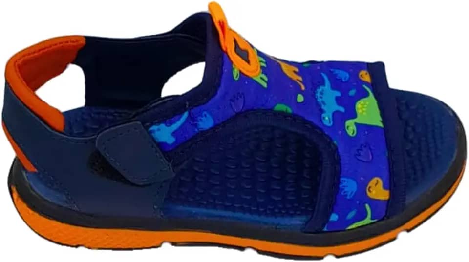 Sandália Papete Infantil Masculina Menino Anatômica Escolar Dinossauro Presente Natal Black Dino Tiras auto Colantes - Linha Premium