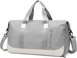 Bolsa De Mão Mala Viagem Academia Feminina Masculina Super Grande, Compartimentos Com Zíper, Espaço Para Tênis Ou Roupas Sujas Alça Removível Modelo Transversal Bordo Poliéster (Cinza Elegante)