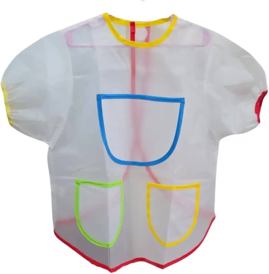 Avental Infantil Transparente Com Manga Curta Disponível Nos Tamanhos P M E G
