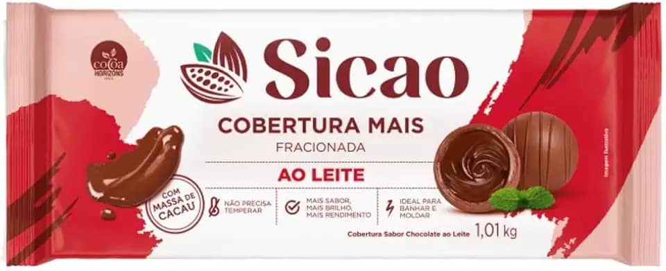 Chocolate Cobertura Fracionada ao Leite em Barra 2,1Kg Sicao