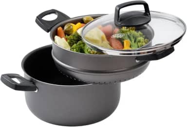 MTA COZIVAPOR N°20/3,2L COM TAMPA DE VIDRO - 4 EM 1 - DE ALUMINIO COM ANTIADERENTE COR GRAFITE