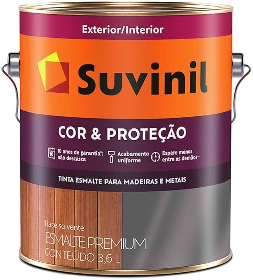 Tinta Esmalte Sintético Cor e Proteção Brilhante Para Madeira e Metal Branco 3,6 Litros - SUVINIL - Tinta Esmalte Sintético Cor e Proteção Brilhante Para Madeira e Metal Branco 3,6 Litros - SUVINIL