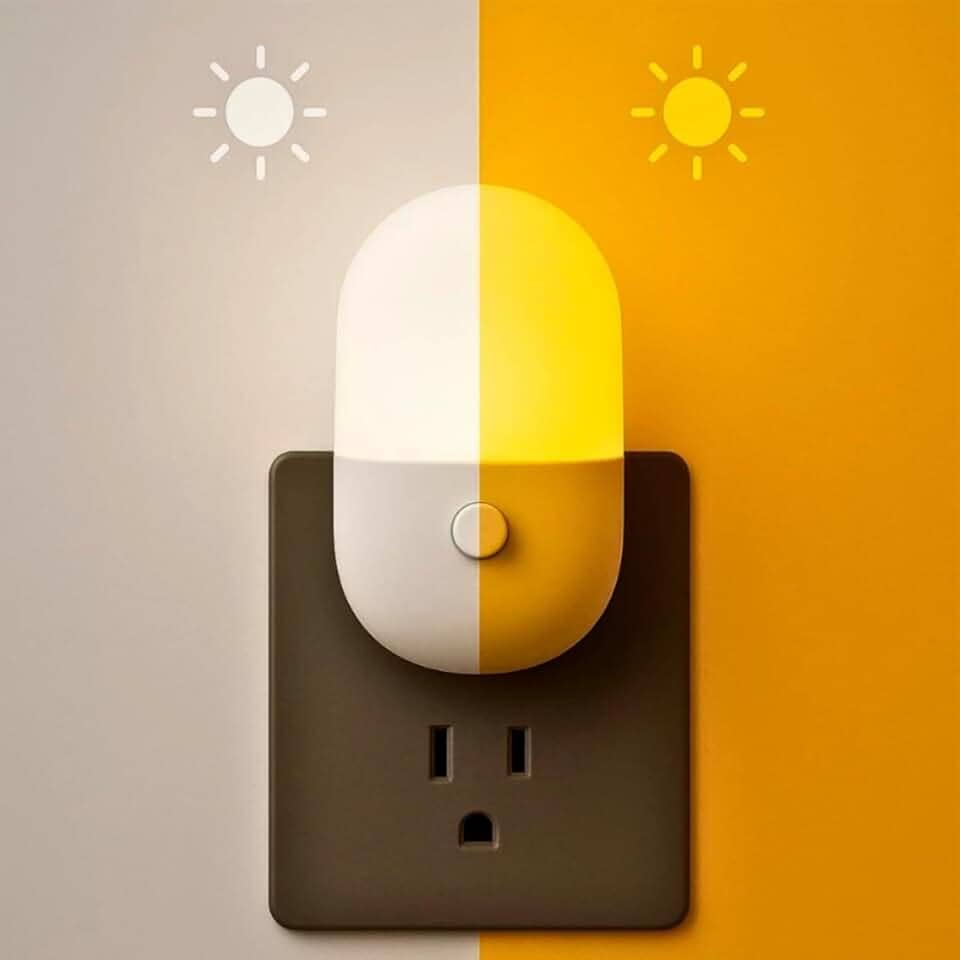 Abajur LED Mini Noturno Bivolt para Quarto Infantil: Luminária de Tomada em Acrílico - Luz Suave e Confortável para Bebês e Crianças - Kit com 02 Unidades