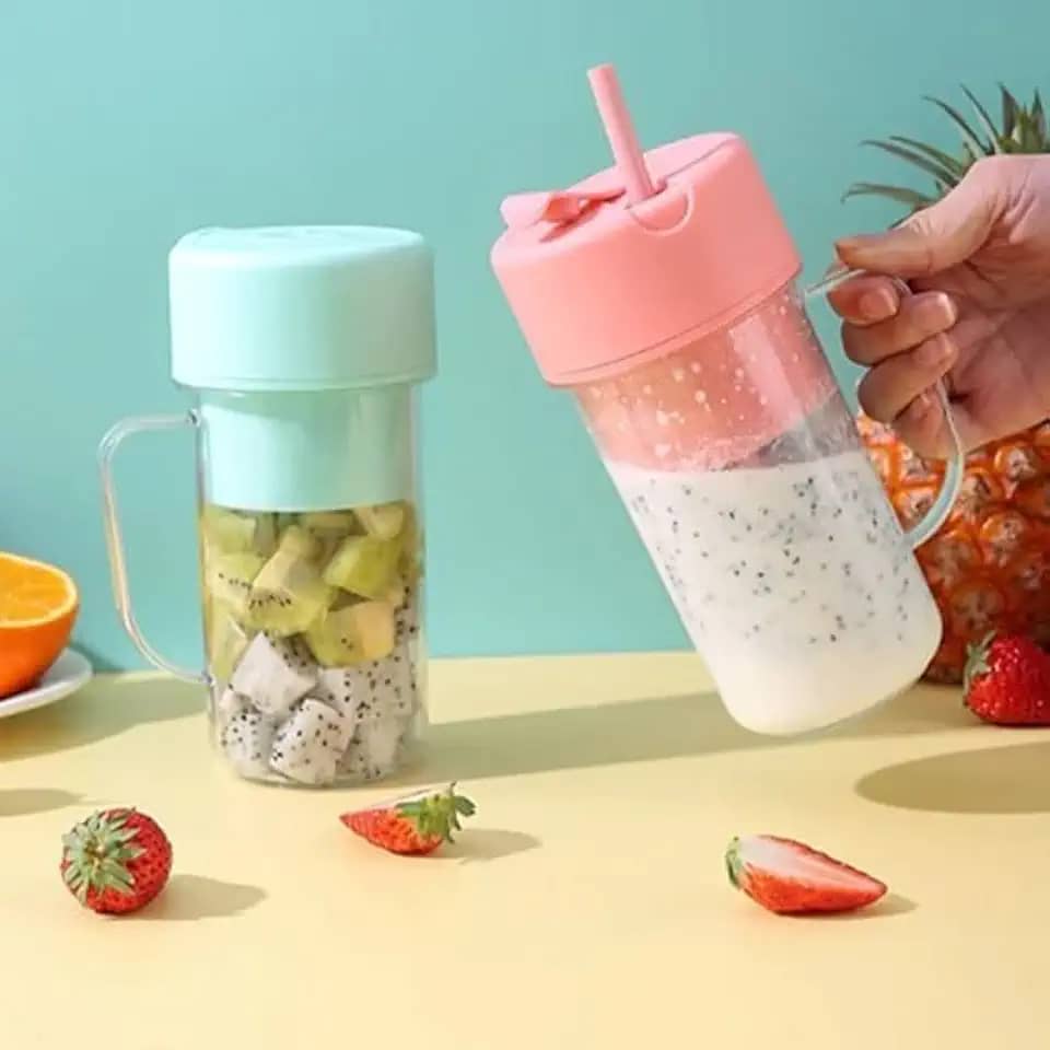 Liquidificador Mini Juicer Portátil 420ml Recarregável Com 6 Lâminas(Cor Rosa) Leve Sua Rotina Saudável Para Qualquer Lugar Prepare Sucos Vitaminas E Smoothies