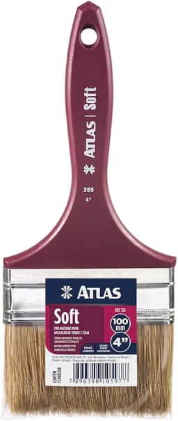 Atlas - Trincha Médica para Pintura com Cerdas Brancas, 100% Naturais, Extra-macia de 4 Polegada