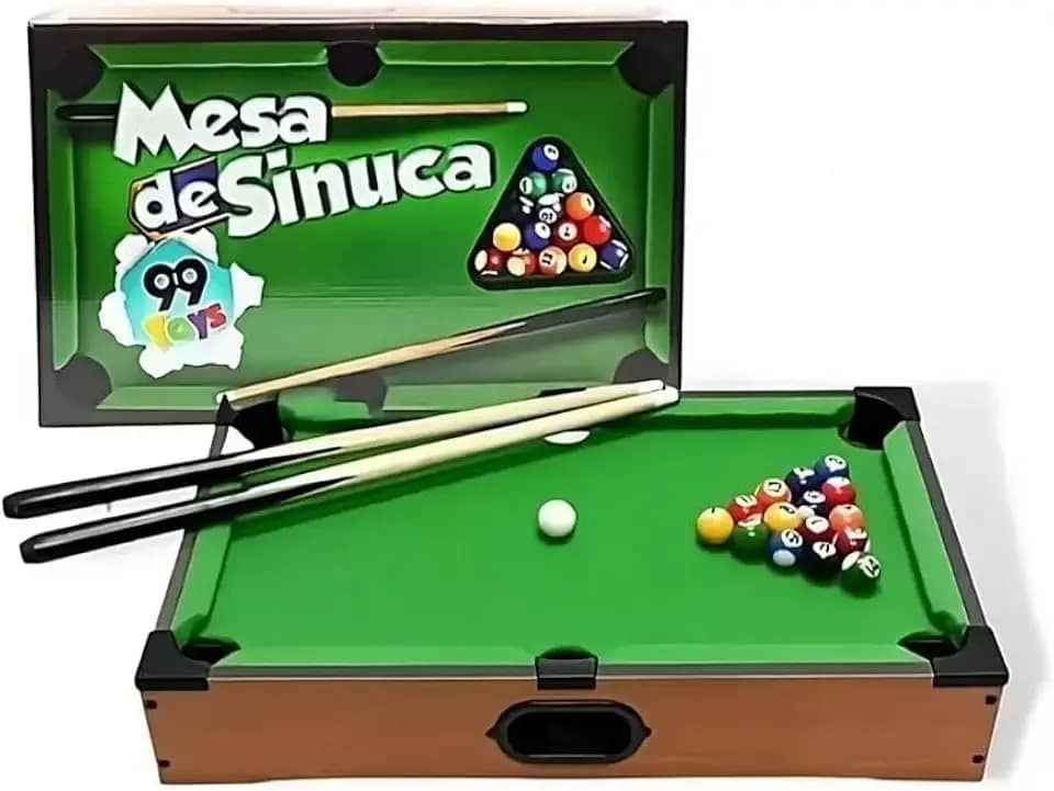 Jogo Mesa De Sinuca - 2 Tacos 15 Bolas Premium Brinquedo