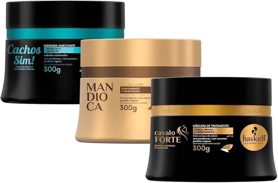 Kit Cronograma Capilar para Cabelos Cacheados Hidratação, Reconstrução, Nutrição