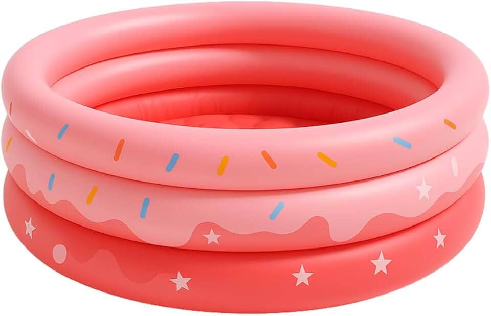 Piscina Infantil Inflável Gigante Donuts 220L Boia Crianças Diversão (Rosa)