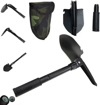Pá Picareta Portátil Militar De Emergência Multi-função Acampamento Camping Dobrável Com Bússola Capa Abridor de Garrafa