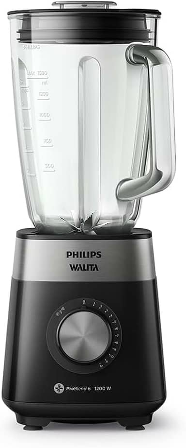 Philips Walita Preto Liquidificador Série 5000, Jarra Vidro, Copo de 2 L, Copo de 2 L, Lâminas removíveis, 1200W, 220V (RI2242/92)