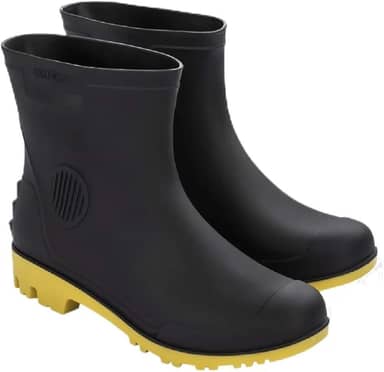 Bota De Pvc Preta E Amarela, Cano 3/4, Com Forro, Grendene