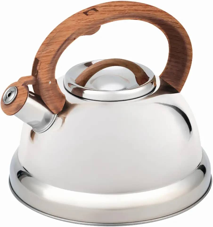 Brinox - Chaleira com Apito e Cabo Amadeirado 2,7L Roma - Inox