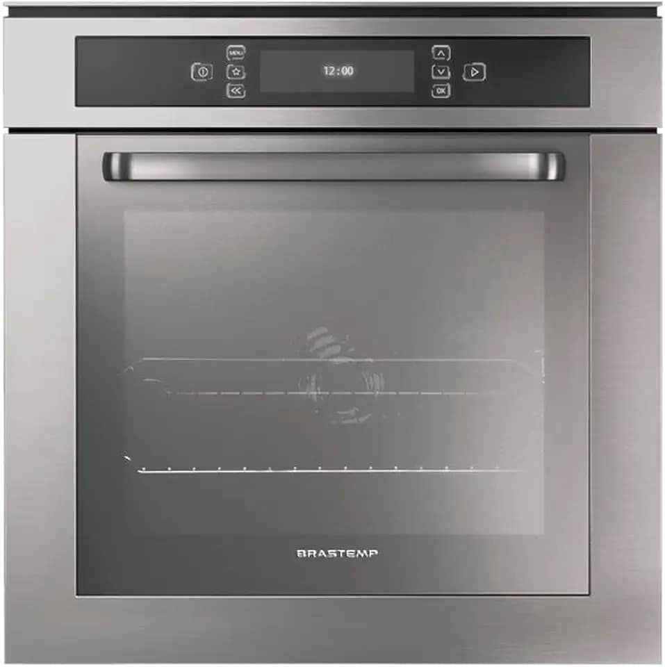 Forno de embutir elétrico Brastemp 67 litros cor inox com Função Ar Forçado e Painel Touch - BO260AR 220V