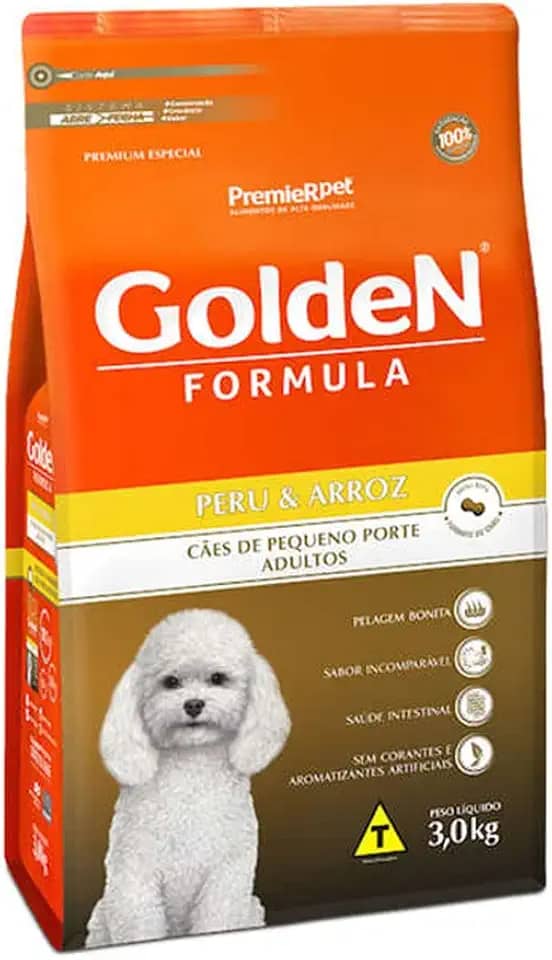 Premier Pet Ração Fórmula Golden Para Cães Adultos De Porte Pequeno Sabor Peru E Arroz 3Kg Para Todas Pequeno Adulto