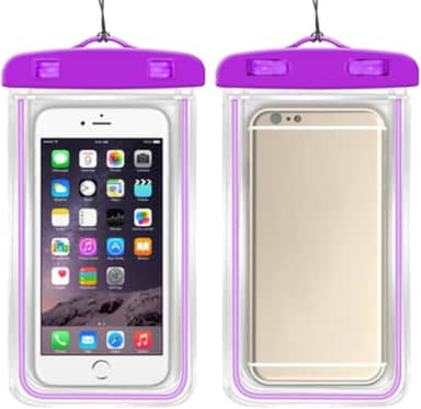 Capa Case Kit 2 Unidades A Prova D'água Impermeável para Celular Smartphone Capinha com Alça Universal Proteção 360º Completa Sensível ao Toque (Roxo)