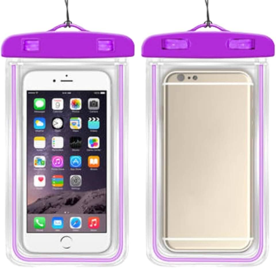 Capa Case Kit 2 Unidades A Prova D'água Impermeável para Celular Smartphone Capinha com Alça Universal Proteção 360º Completa Sensível ao Toque (Roxo)