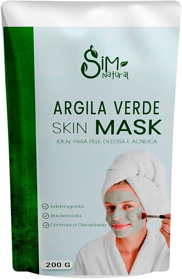 Argila Verde Skin Mask Ideal para Pele Acneica e Oleosa - Máscara Facial e Corporal 200g
