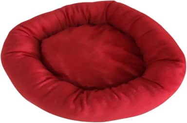 Cama Pet Redonda Aconchegante de Pelúcia Macia para Gatos e Cachorros Pequenos (Vermelho)