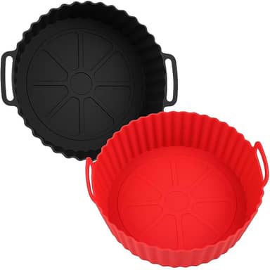 Kit 2 Formas de Silicone para Air Fryer Reutilizáveis com Alça | Antiaderente, Resistente ao Calor, Uso em Forno e Micro-ondas | Fácil de Limpar e Ecológico