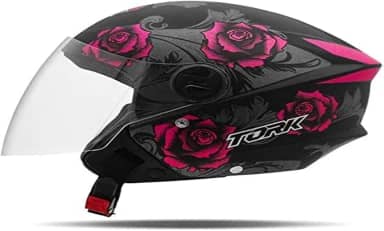 CAPACETE ABERTO PRO TORK NEW LIBERTY 3 FLOWERS FOSCO ROSA - PRETO TAM. 60