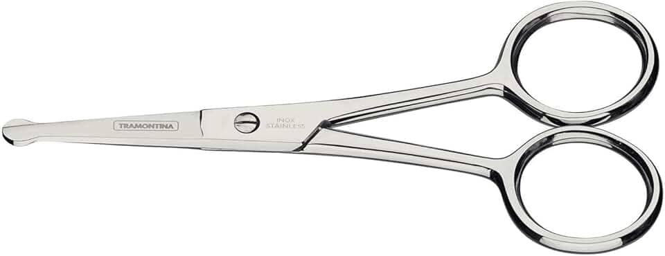 Tesoura de Pelos e Unha para Bebês Tramontina em Aço Inox 4"