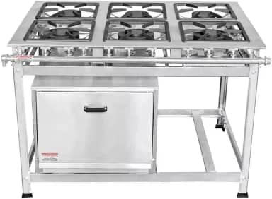 Fogão Industrial 6 Bocas 30x30 P5 em Aço Inox com Forno