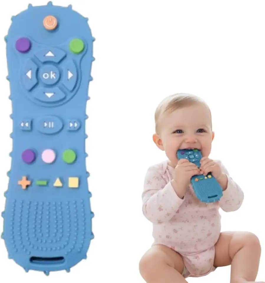 Mordedor Aliviar dente bebê Controle sensorial borraha (Azul, Único)