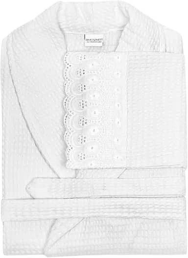 Roupão Piquet Buettner Renascença Renda Cristal Bordada - 100% Algodão - Laise Unissex Feminino Masculino