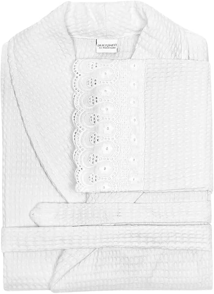 Roupão Piquet Buettner Renascença Renda Cristal Bordada - 100% Algodão - Laise Unissex Feminino Masculino