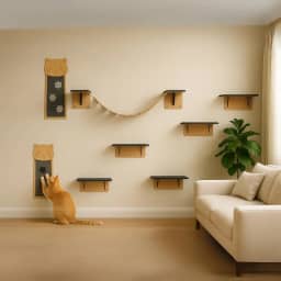 BOXFAN Kit 8 Peças Prateleiras Escada Gato Playground Gatil Mdf 4mm Arranhador de Parede Descanso Pet Ponte Diversão Prateleira Antiderrapante Parquinho Suspenso