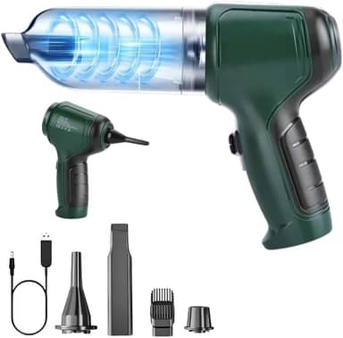 Aspirador de Pó Sem Fio Portátil 4 em 1 Multifuncional Recarregável via USB Remove Poeira Pelos Lacra Sacos Soprador de Sucção 19000Pa Motor 120W Infla Colchões Bateria Durável Limpeza de Carro