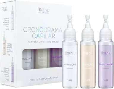 Cronograma Capilar Superdoses de Reparação Amend Essencial, 3 ampolas