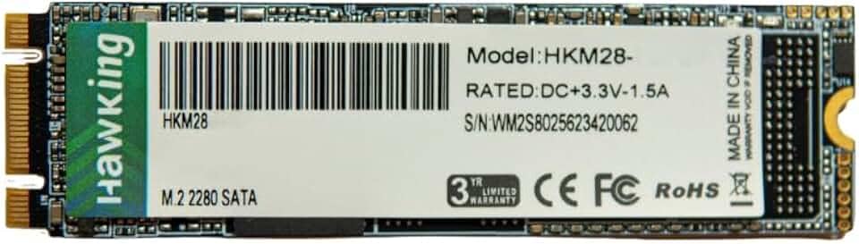 SSD SATA M.2 2280 Hawking 256GB Leitura 500MBs Escrita 450MBs