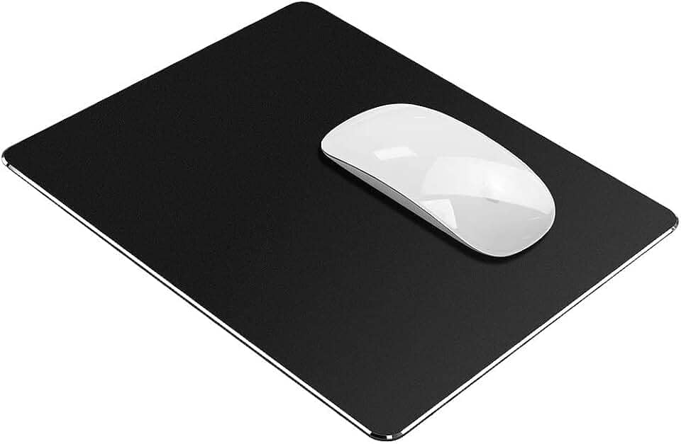 Vaydeer Tapete de mouse de metal rígido para mesa de metal preto alumínio tapete de mouse pad suave magia ultra fina dupla face tapete de mouse à prova d'água para jogos e escritório, 24 x 19 cm