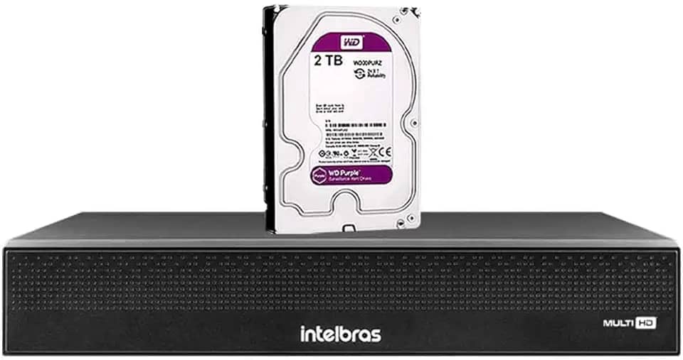 Dvr Gravador de Vídeo Intelbras MHDX 3116-C 16 Canais Full HD 1080p com Compressão H.265+ e Inteligência Artificial + HD 2TB Purple